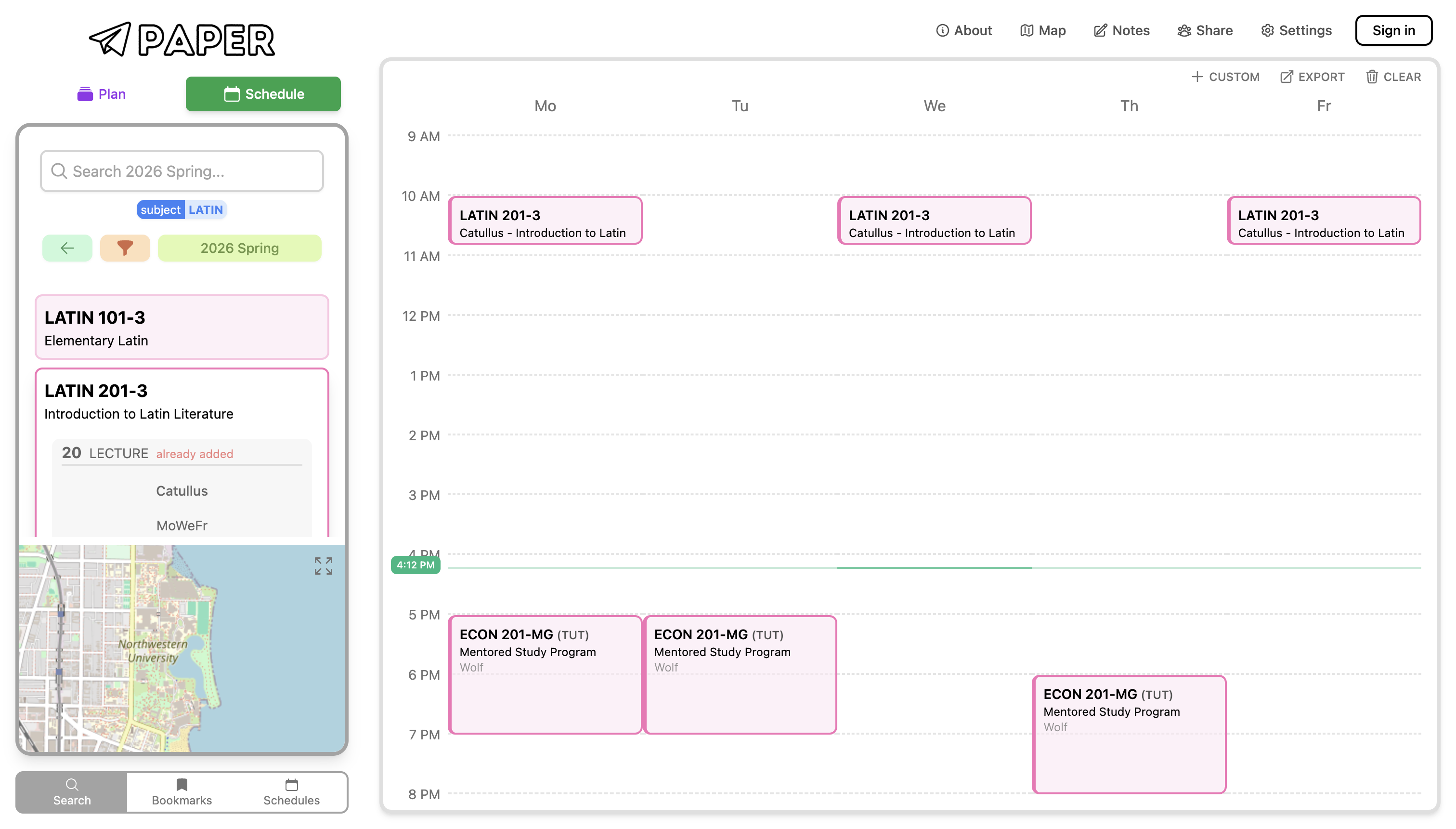 Paper – 4-year plan view